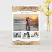 DIY 4写真記念結婚大理石の金ゴールド カード (黄色い花)