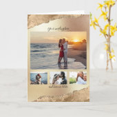 DIY 4写真 | ロマンチックなアニバーサリーアゲティング金ゴールド カード (黄色い花)