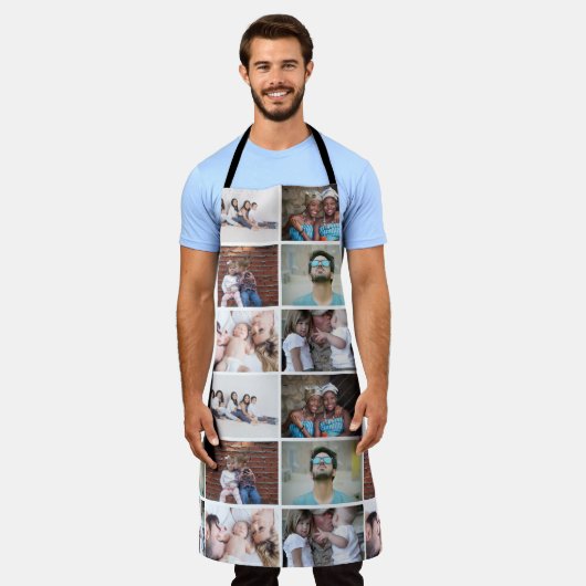 DIY 6フォトコラージュ写真ファミリの記念 エプロン (着用した状態)