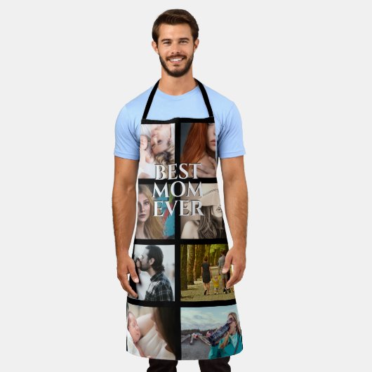 DIY 8フォト最高のMOMは母児誕生日 エプロン (着用した状態)