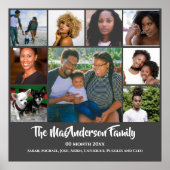 DIY 9フォトカスタム |私の家族の友人ダークグレー ポスター (正面)