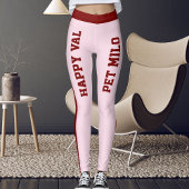 DIY Animal Pet Friends Happy Valentine's Day Pink レギンス