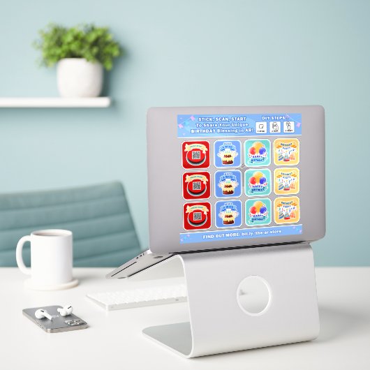 DIY-AR Story Sticker (Birthday) シール (デスク上のノートパソコン)