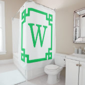 DIY BGエメラルドグリーンギリシャ鍵#2フレーム初期化Mongm シャワーカーテン (インサイチュ)