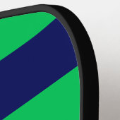 DIY BGストライプフレーム名モノグラムブルーSVエメラルド ピックルボールラケット (左詳細)