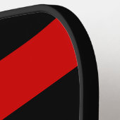 DIY BGストライプフレーム名モノグラムレッドブラックSV ピックルボールラケット (左詳細)