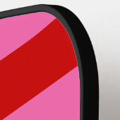 DIY BGストライプフレーム名モノグラムレッドSVホットピンク ピックルボールラケット (左詳細)