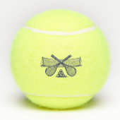 DIY BGネイビーブルーホワイトサークルモノグラムフォント テニスボール (裏面)