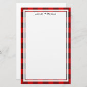 DIY BGバッファロープレイドタータンチェックブラックレッド 便箋 (正面/裏面)