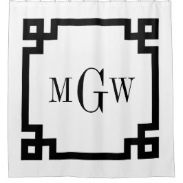DIY BGブラックギリシャ語鍵#2 Framed 3I Monom シャワーカーテン