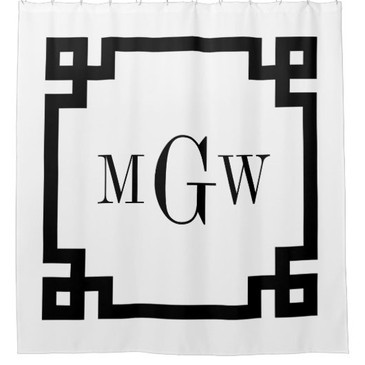 DIY BGブラックギリシャ語鍵#2 Framed 3I Monom シャワーカーテン (正面)