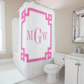 DIY BGホットピンクギリシャ鍵#2額付3Iモノグラム シャワーカーテン (インサイチュ)