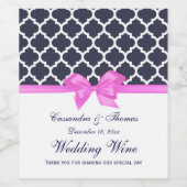 DIY BGホワイトモロッコピンクボウワインボトルラベル ワインラベル (シングルラベル)