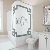 DIY BG木炭グレーのギリシャ鍵#2フレーム3Iモノーム シャワーカーテン (インサイチュ)