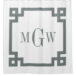 DIY BG木炭グレーのギリシャ鍵#2フレーム3Iモノーム シャワーカーテン