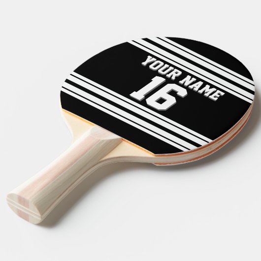 DIY BG白黒チームジャージカスタムー番号名 卓球ラケット (正面アングル)