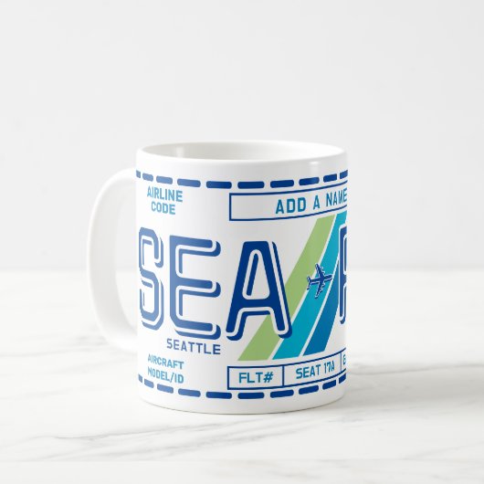 DIY Boarding Pass Mug: Perfect Travel Gift コーヒーマグカップ (正面左)