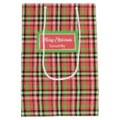 DIY Christmas Gift Bags Classic Tartan Accent Wrap ミディアムペーパーバッグ (裏面)