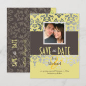 DIY color/Damask, Save the Date Photo postcard, 案内ポストカード (正面/裏面)