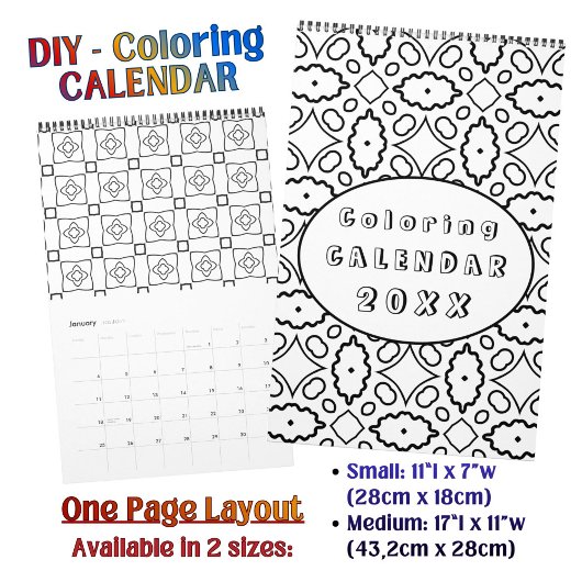 DIY Coloring Pattern custom Outline Art -  カレンダー