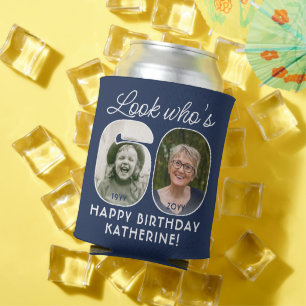 DIY Colors • 60歳の誕生日パーティー2枚の写真 缶クーラー