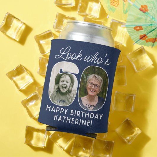 DIY Colors • 60歳の誕生日パーティー2枚の写真 缶クーラー (インサイチュ 夏)