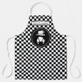 DIY Colors Black White Checkerboard, Croissants エプロン (正面)