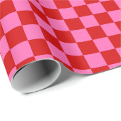 DIY Colors Check Checkerboard Pink Red ラッピングペーパー (ロールコーナー)