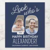 DIY Colors ・ Look Who's 40 Birthday Party 2写真 ワインラベル (シングルラベル)