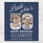 DIY Colors ・ Look Who's 50 Birthday Party 2写真 ワインラベル (シングルラベル)