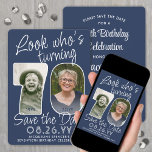DIY Colors ・ Look Who's 70 Birthday Party 2写真 セーブザデート<br><div class="desc">誰が70歳になったか見ろ！招待状の家族と友人の70th誕生祝いに近い写真とカスタム一緒に日付のパーティの招待状を保存する。写真とこのテンプレートの文言はパーソナライズするシンプルために必要である。背景、文字、数字の輪郭のネイビーブルーとホワイトカラーは、すべてザズルのデザインツールを使用することによりカスタマイズ、可能である。(画像の配置のヒント：写真を正確に配置する簡単の方法は、Zazzleウェブサイトにアップロードする前に写真をトリミングする。追加もしの要救済件、メッセージを下さい：)このカードはあなたの選択の2つの写真を備えモダンて、スクリプト書とヴィンテージアートスタイリッシュデコタイポグラフィ。このユニークデザイン男女兼用は、男性にも女性にも適している。ハッピーセヴィeth誕生日!</div>