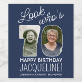 DIY Colors ・ Look Who's 70 Birthday Party 2写真 ワインラベル (シングルラベル)