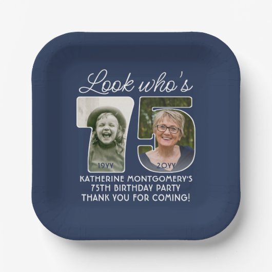 DIY Colors ・ Look Who's 75 Birthday Party 2写真 ペーパープレート (正面)