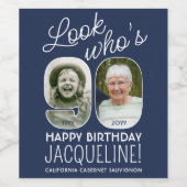 DIY Colors ・ Look Who's 90 Birthday Party 2写真 ワインラベル (シングルラベル)