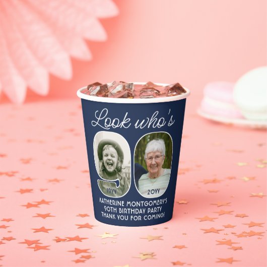 DIY Colors ・ Look Who's 90 Birthday Party 2写真 紙コップ (インサイチュ)