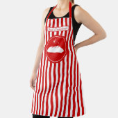 DIY Colors Vertical Stripe Red White Bread Baker エプロン (インサイチュ)