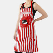 DIY Colors Vertical Stripe Red White Cake Slice エプロン (インサイチュ)