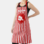 DIY Colors Vertical Stripe Red White Chef Hat エプロン (インサイチュ)