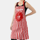 DIY Colors Vertical Stripe Red White Coffee Brewer エプロン (インサイチュ)