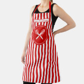 DIY Colors Vertical Stripe Red White Crossed Whisk エプロン (インサイチュ)