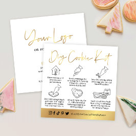 DIY Cookieの飾ガイドホワイト&金ゴールドスクリプト スクエア名刺