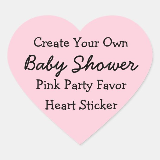 DIY Create Your Own Pink Baby Shower Favy Sticker ハートシール (正面)
