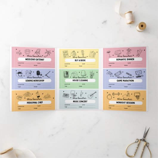 DIY Custom Activity Coupons Trifold Card 三つ折りカード (内部)