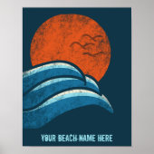 DIY Custom Travel Poster Beach Ocean Surfing Theme ポスター (正面)