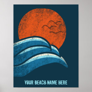 DIY Custom Travel Poster Beach Ocean Surfing Theme ポスター