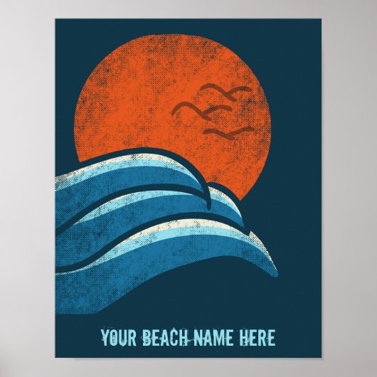 DIY Custom Travel Poster Beach Ocean Surfing Theme ポスター (正面)