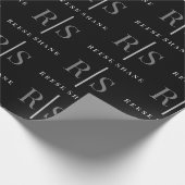 DIY Elegant Grey Monogram & White Name, Black ラッピングペーパー (角)