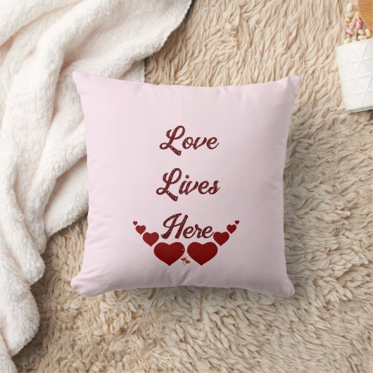 DIY Elegant Script Red Heart Valentine's Day Pink クッション (ブランケット)