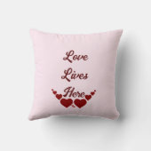 DIY Elegant Script Red Heart Valentine's Day Pink クッション (裏面)