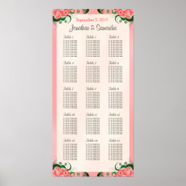 DIY Hibiscus Pink 15のテーブル結婚シーティングチャート ポスター